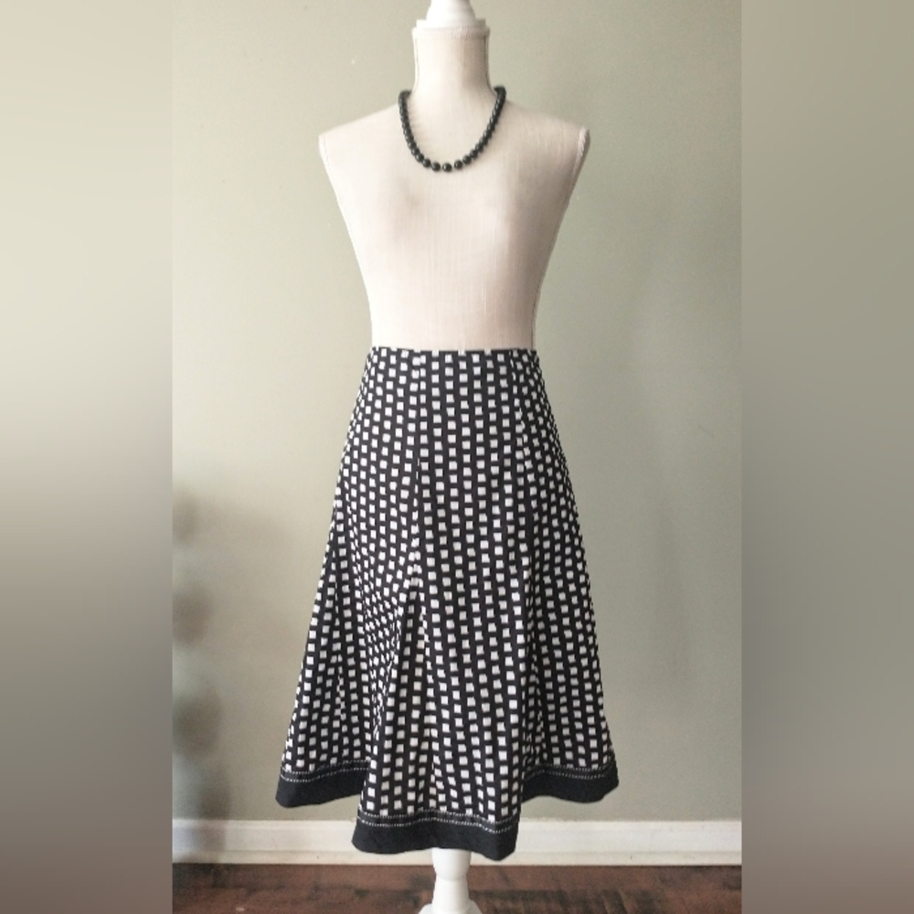Amanda Lane - 100% Cotton Skirt - Black & White Checkerboard - 16